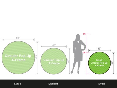 Set of 1 Small Circular Pop Up A-Frame Banner Set of 1 Small Circular Pop Up A-Frame Banner