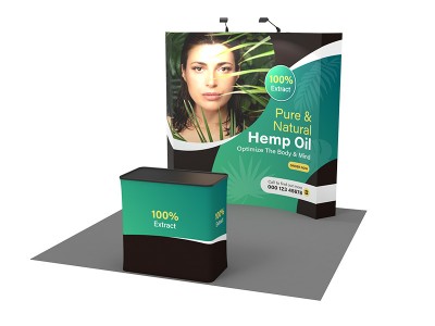 8ft curved Expanding Pop Up Display Stand with Shipping Case to Podium 8ft curved Expanding Pop Up Display Stand with Shipping Case to Podium