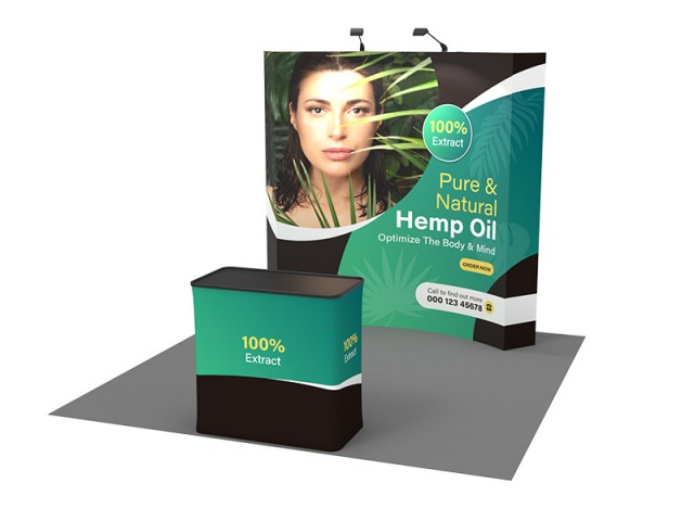 8ft curved Expanding Pop Up Display Stand with Shipping Case to Podium 8ft curved Expanding Pop Up Display Stand with Shipping Case to Podium