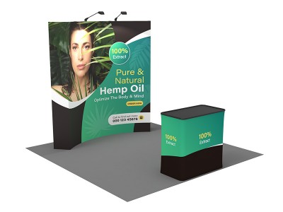 8ft curved Expanding Pop Up Display Stand with Shipping Case to Podium 8ft curved Expanding Pop Up Display Stand with Shipping Case to Podium
