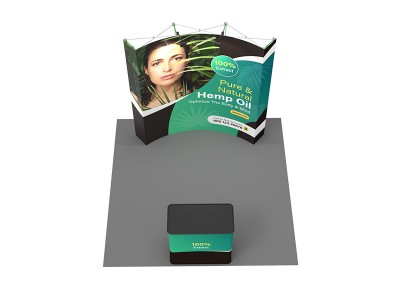 8ft curved Expanding Pop Up Display Stand with Shipping Case to Podium 8ft curved Expanding Pop Up Display Stand with Shipping Case to Podium