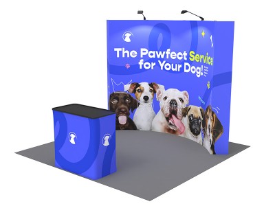Curved - Medium 10ft - Pop Up Display Stand with Shipping Case to Podium Curved - Medium 10ft - Pop Up Display Stand with Shipping Case to Podium