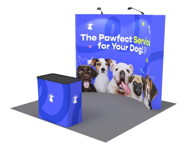 Curved - Medium 10ft - Pop Up Display Stand with Shipping Case to Podium Curved - Medium 10ft - Pop Up Display Stand with Shipping Case to Podium