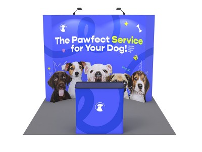 Curved - Medium 10ft - Pop Up Display Stand with Shipping Case to Podium Curved - Medium 10ft - Pop Up Display Stand with Shipping Case to Podium