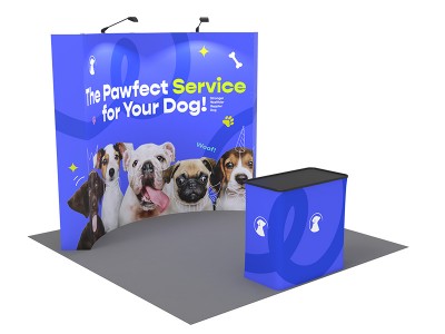 Curved - Medium 10ft - Pop Up Display Stand with Shipping Case to Podium Curved - Medium 10ft - Pop Up Display Stand with Shipping Case to Podium