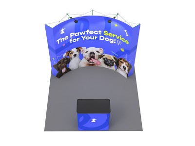 Curved - Medium 10ft - Pop Up Display Stand with Shipping Case to Podium Curved - Medium 10ft - Pop Up Display Stand with Shipping Case to Podium
