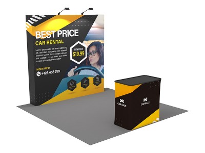 Straight - Small 8ft - Pop Up Banner Display with Shipping Case to Podium Straight - Small 8ft - Pop Up Banner Display with Shipping Case to Podium