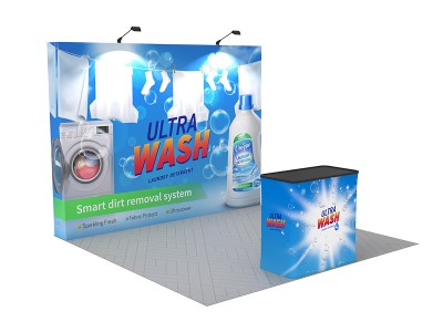 Straight - Medium 10ft - Pop Up Display Stand with Shipping Case to Podium