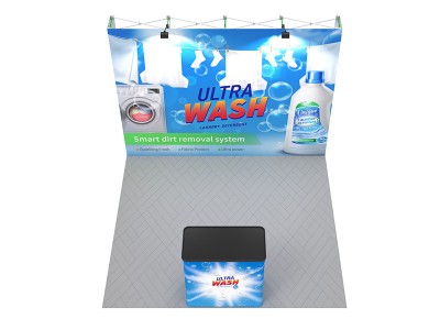 Straight - Medium 10ft - Pop Up Display Stand with Shipping Case to Podium
