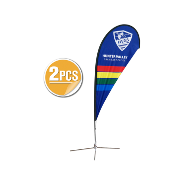 8ft Teardrop Flying Banner with Cross Base & Water Bag - 2PCS
