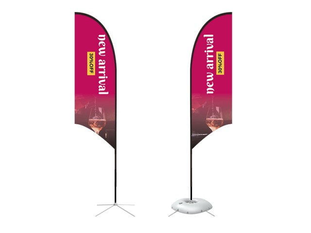 Feather Concave Flag - Medium 10ft - with Cross Base