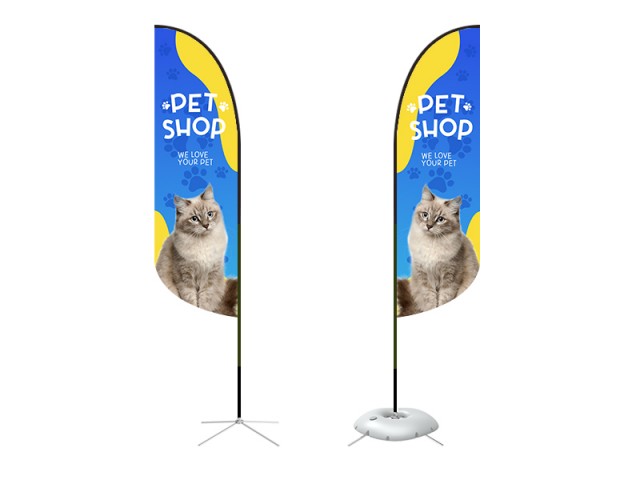 Feather Convex Flag - Medium 10ft - with Cross Base Feather Convex Flag - Medium 10ft - with Cross Base