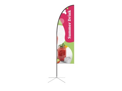 Feather Straight Flag - Small 8ft - with Cross Base Feather Straight Flag - Small 8ft - with Cross Base