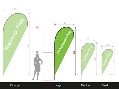 Teardrop Banner - Large 11ft - with Ground Spike