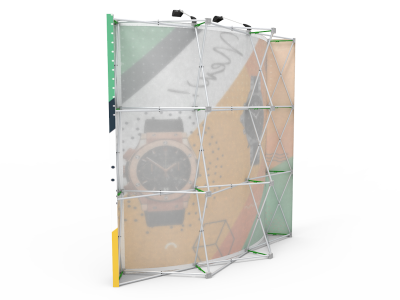 8ft Curved Expanding pop up display stand with front graphic printing