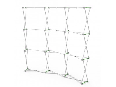 8ft Curved Expanding pop up display stand with front graphic printing