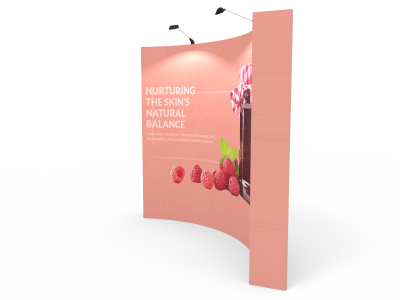 10ft Curved Expanding pop up display stand with front graphic printing 10ft Curved Expanding pop up display stand with front graphic printing