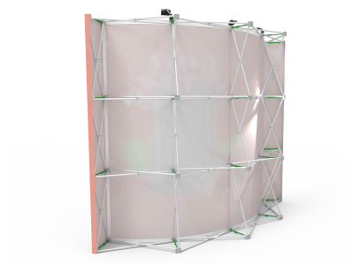 10ft Curved Expanding pop up display stand with front graphic printing 10ft Curved Expanding pop up display stand with front graphic printing