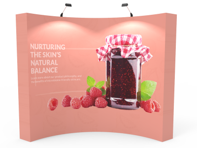 10ft Curved Expanding pop up display stand with front graphic printing 10ft Curved Expanding pop up display stand with front graphic printing