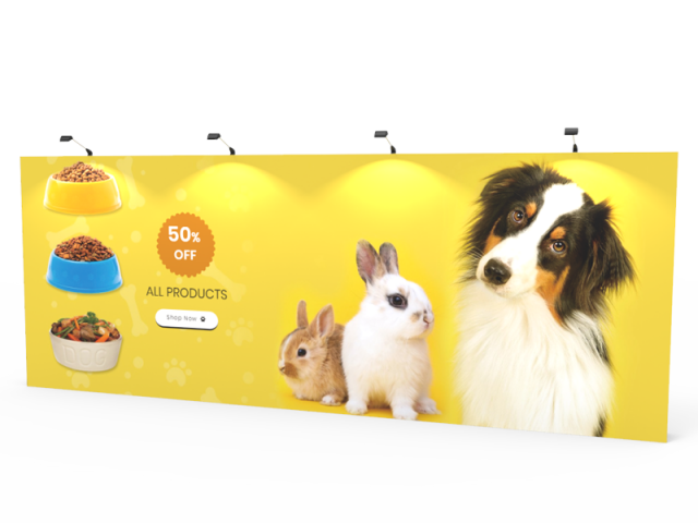 20ft Straight Expanding pop up display stand with front graphic printing