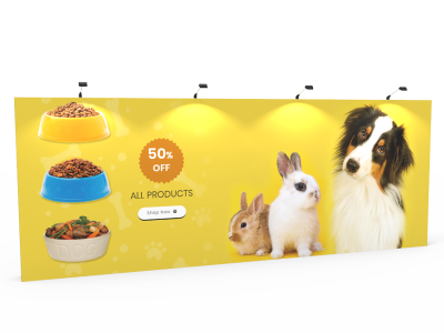 20ft Straight Expanding pop up display stand with front graphic printing