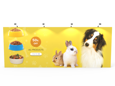 20ft Straight Expanding pop up display stand with front graphic printing