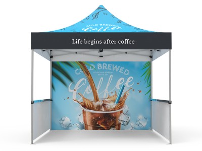 Pop-up Tent 10x10ft with Single-sided Full Backwall & 2x Single-sided Half Side Panel Pop-up Tent 10x10ft with Single-sided Full Backwall & 2x Single-sided Half Side Panel