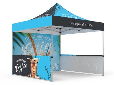 Pop-up Tent 10x10ft with Single-sided Full Backwall & 2x Single-sided Half Side Panel Pop-up Tent 10x10ft with Single-sided Full Backwall & 2x Single-sided Half Side Panel