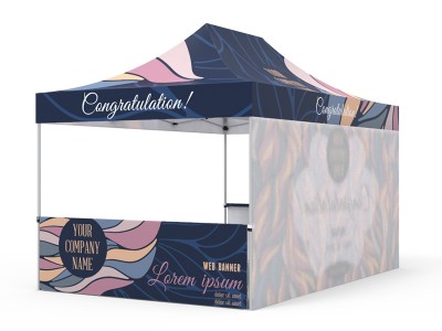 Pop-up Tent 10x15ft with Single-sided Full Backwall & 2x Single-sided Half Side Panel Pop-up Tent 10x15ft with Single-sided Full Backwall & 2x Single-sided Half Side Panel