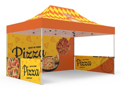 Pop-up Tent 10x15ft with Single-sided Full Backwall & 2x Double-sided Half Side Panel Pop-up Tent 10x15ft with Single-sided Full Backwall & 2x Double-sided Half Side Panel
