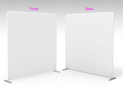 8ft straight tension fabric backdrop with Both sides White Fabric banner