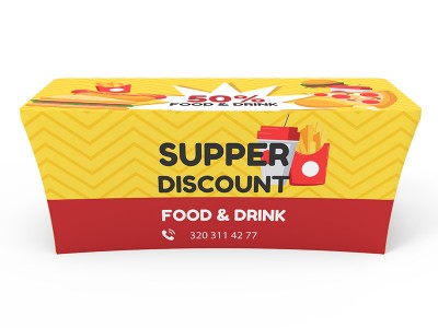 6ft Stretch Fit Branded printed Table Cover with open back