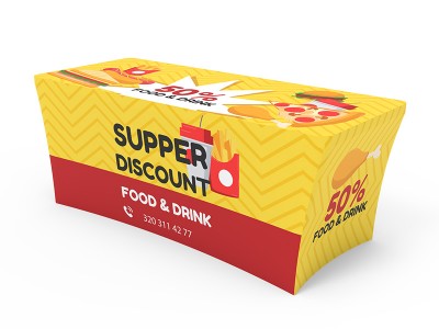 6ft Stretch Fit Branded printed Table Cover with open back