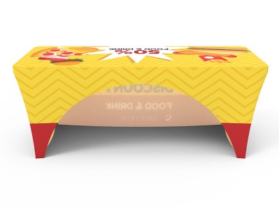 6ft Stretch Fit Branded printed Table Cover with open back
